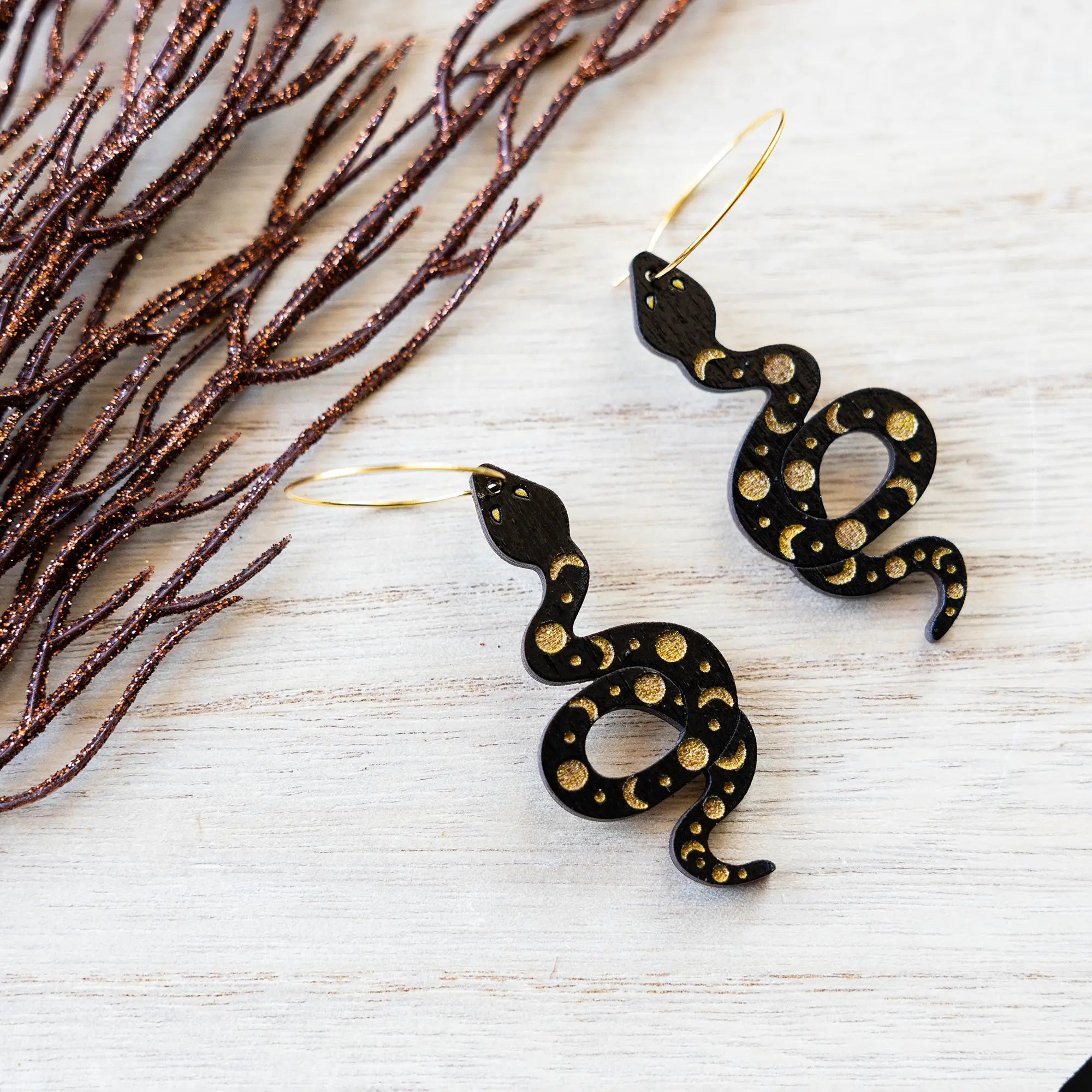 Moon Phases Snake Earrings | Le Chic Miami