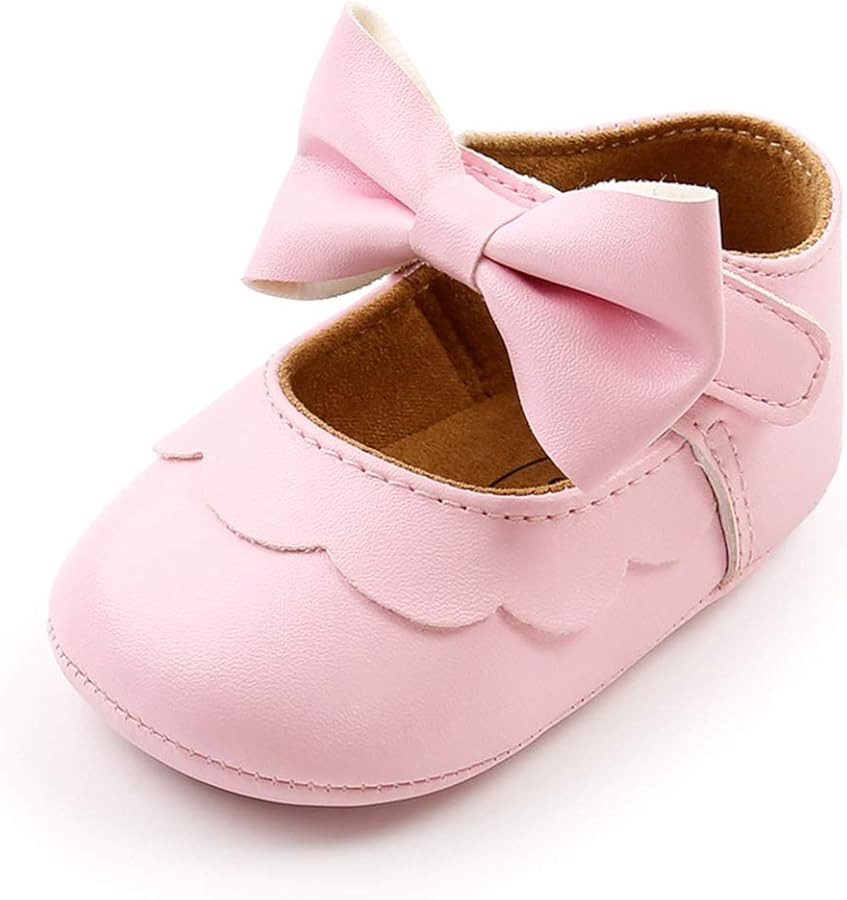LAFEGEN Baby Girls Mary Jane Flats with Bownot Non Slip Soft Sole PU Leather Newborn Infant Toddl... | Amazon (US)