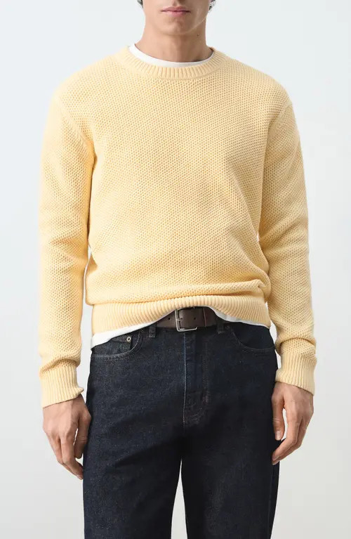 MANGO Crewneck Cotton Blend Sweater in Pastel Yellow at Nordstrom, Size Small | Nordstrom