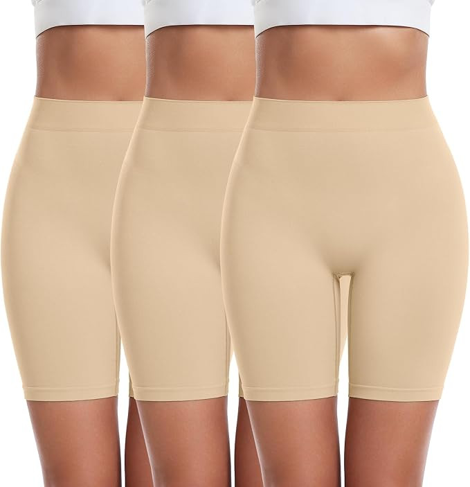 FRESBEIT 3 Pack Slip Shorts for Women Under Dress Comfortable Smooth Boyshorts Panties Biker Shor... | Amazon (US)