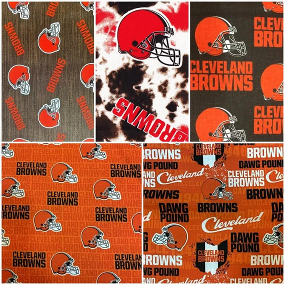 NFL Logo Cleveland Browns Orange & Brown 100% Cotton Fabric by Fabric Traditions! 5 Styles | Etsy (US)