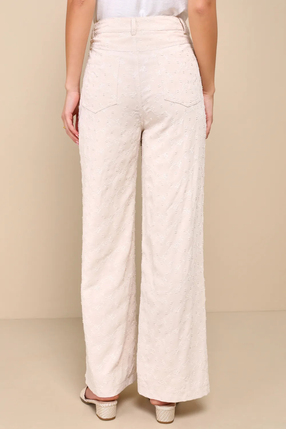 Sunny Preparation Light Beige Embroidered Wide-Leg Pants | Lulus