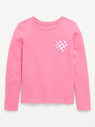 Softest Long-Sleeve Heart-Pocket T-Shirt for Girls | Old Navy (US)