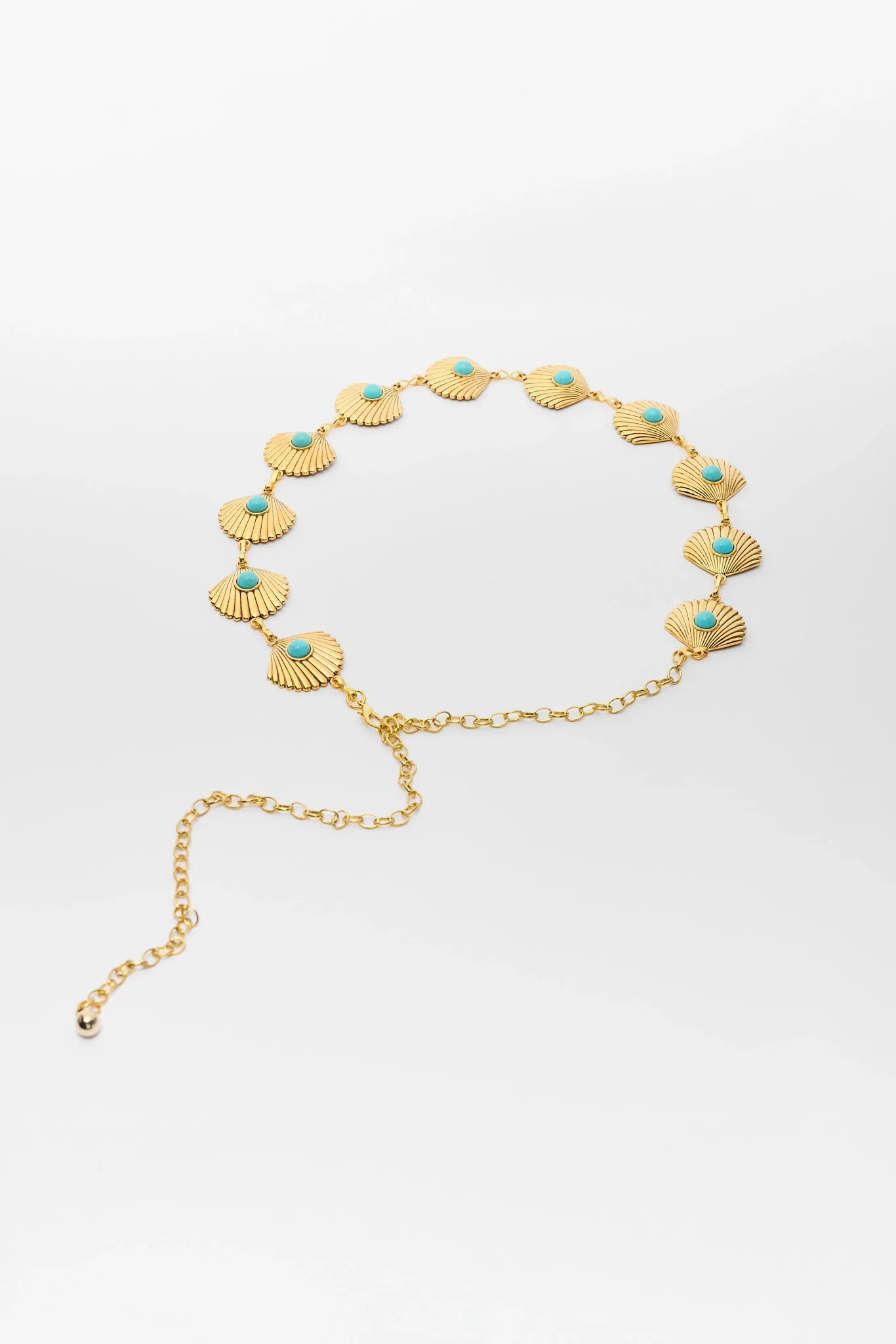 Turquoise Detail Shell Chain Belt | Avara