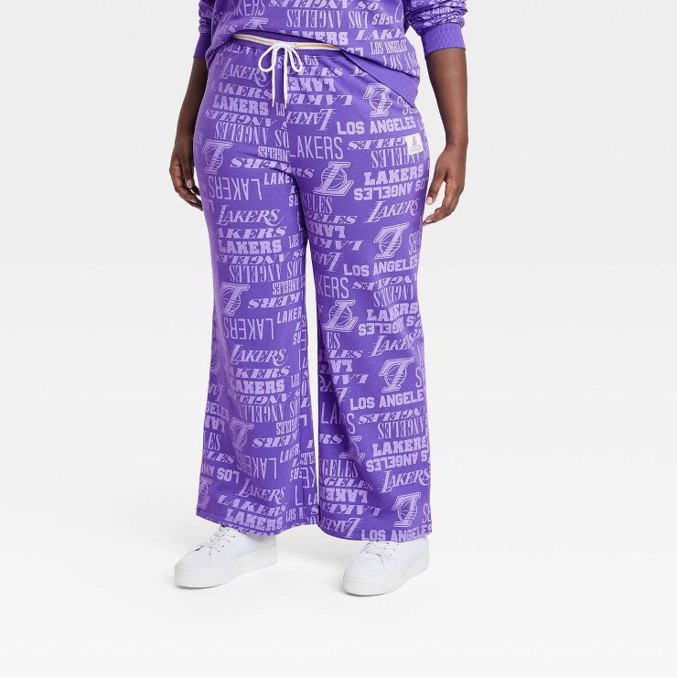 Women's NBA Lakers Wide Leg Graphic Pants - Purple | Target