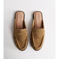 Women's Camel Faux Suede Open Back Mule Loafers Vegan New Look | New Look (UK)
