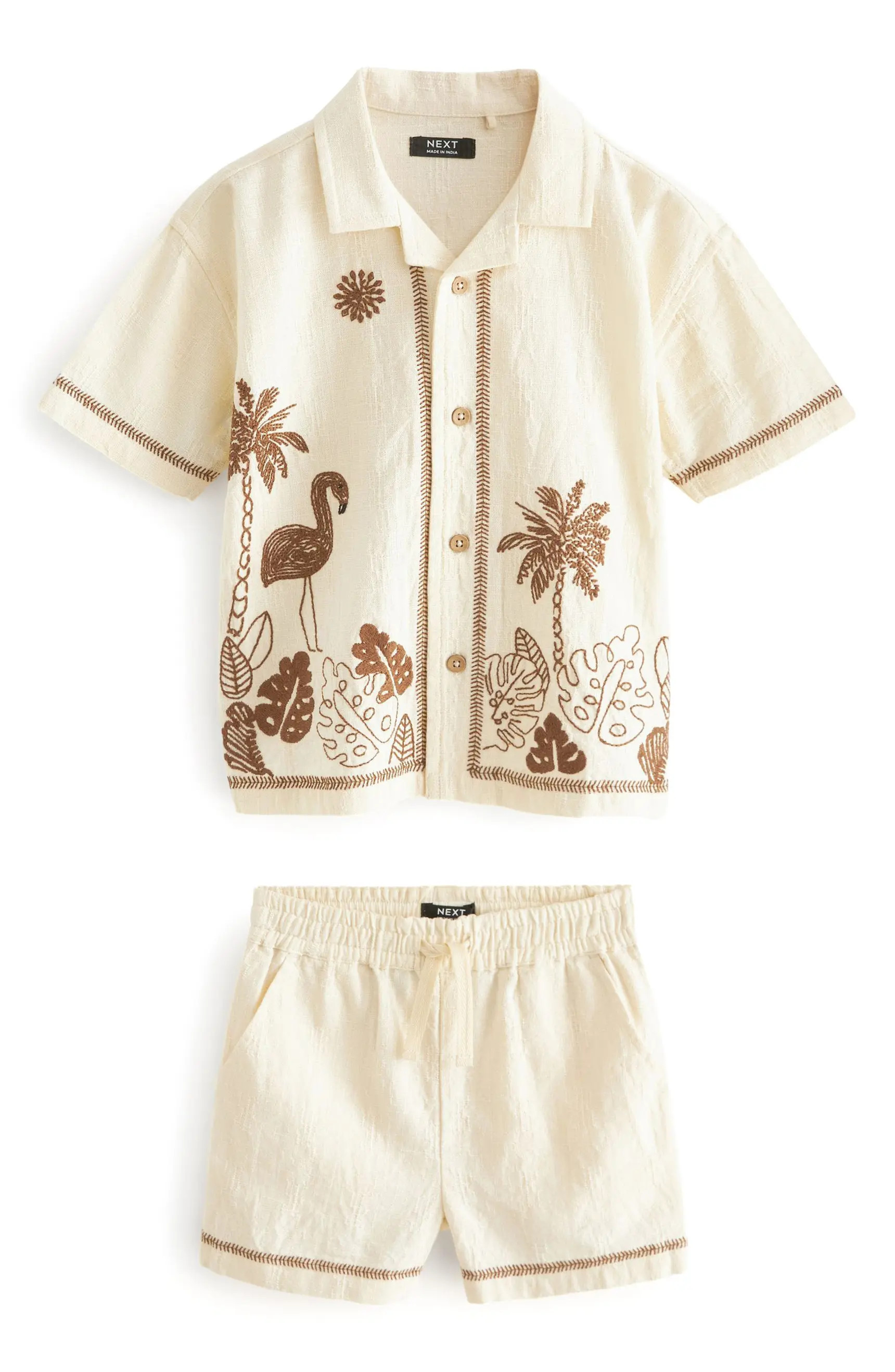 NEXT Kids' Flamingo Print Camp Shirt & Shorts Set | Nordstrom | Nordstrom