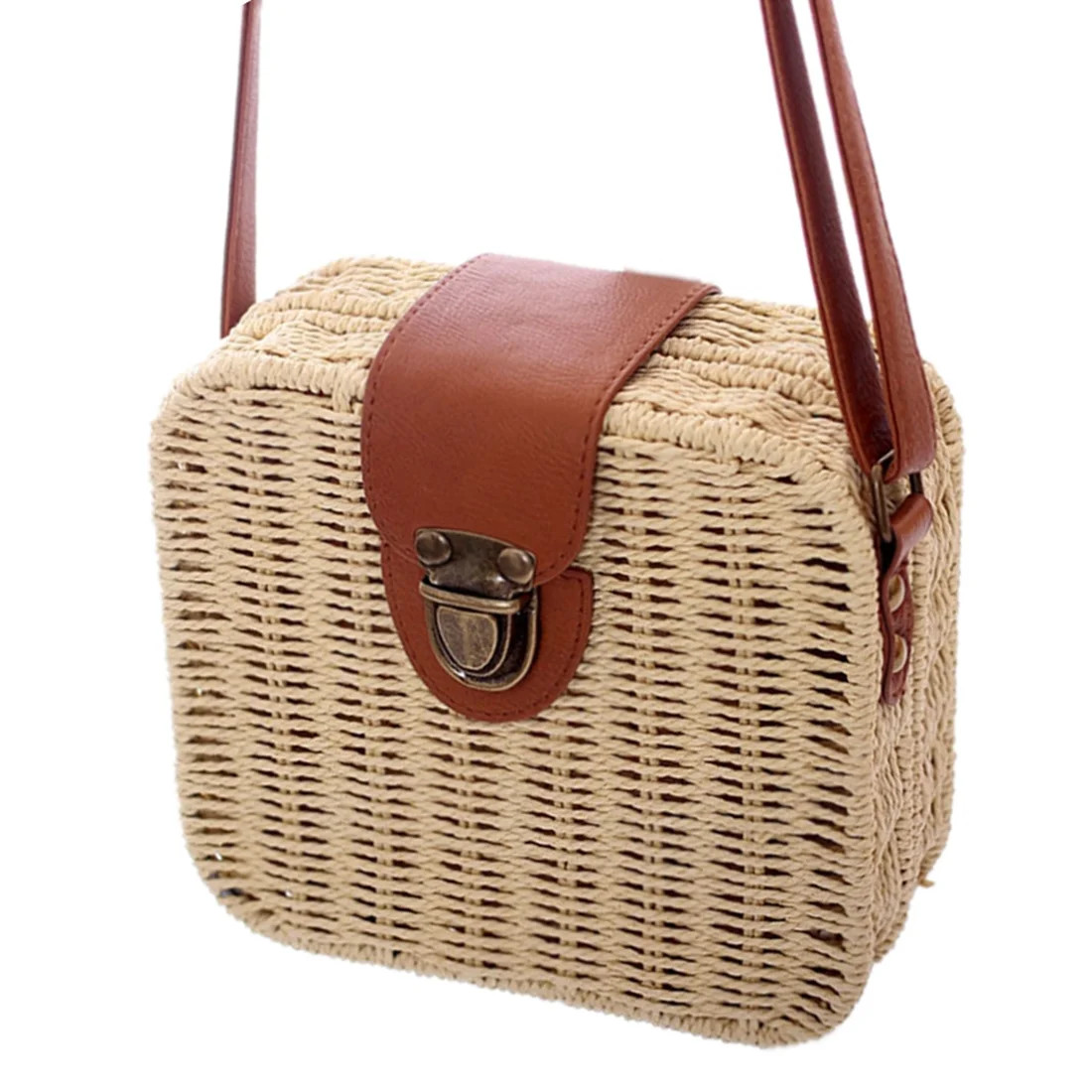 Candy Color Square Straw Bag Small Single-shoulder Bag Crossbody Bag Women Beach Bag | Walmart (US)