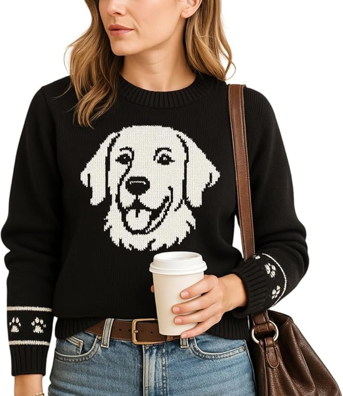 Custom Dog Knit Sweater for Women Personalized Pet Paw Print Pullover Dog Mom Gift Christmas for ... | Amazon (US)