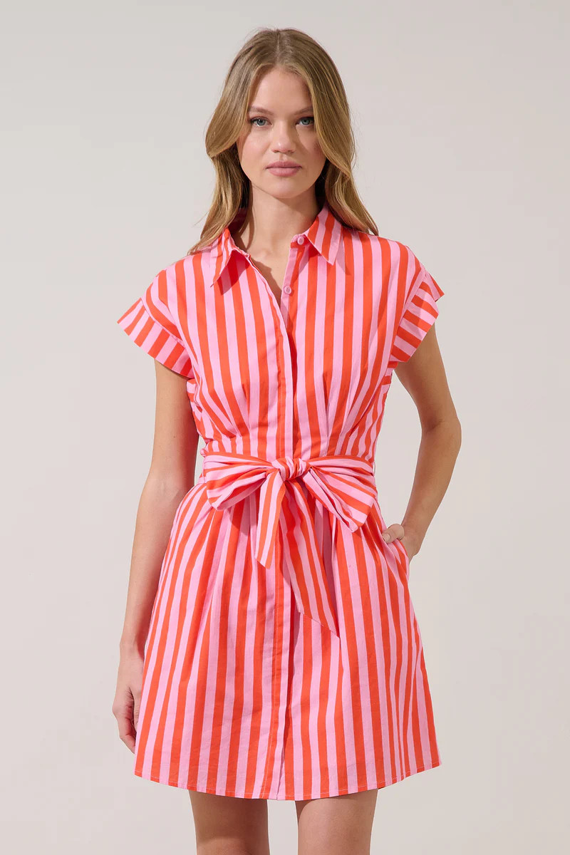 Samera Button Up Mini Dress Lasha Stripe | Sugarlips