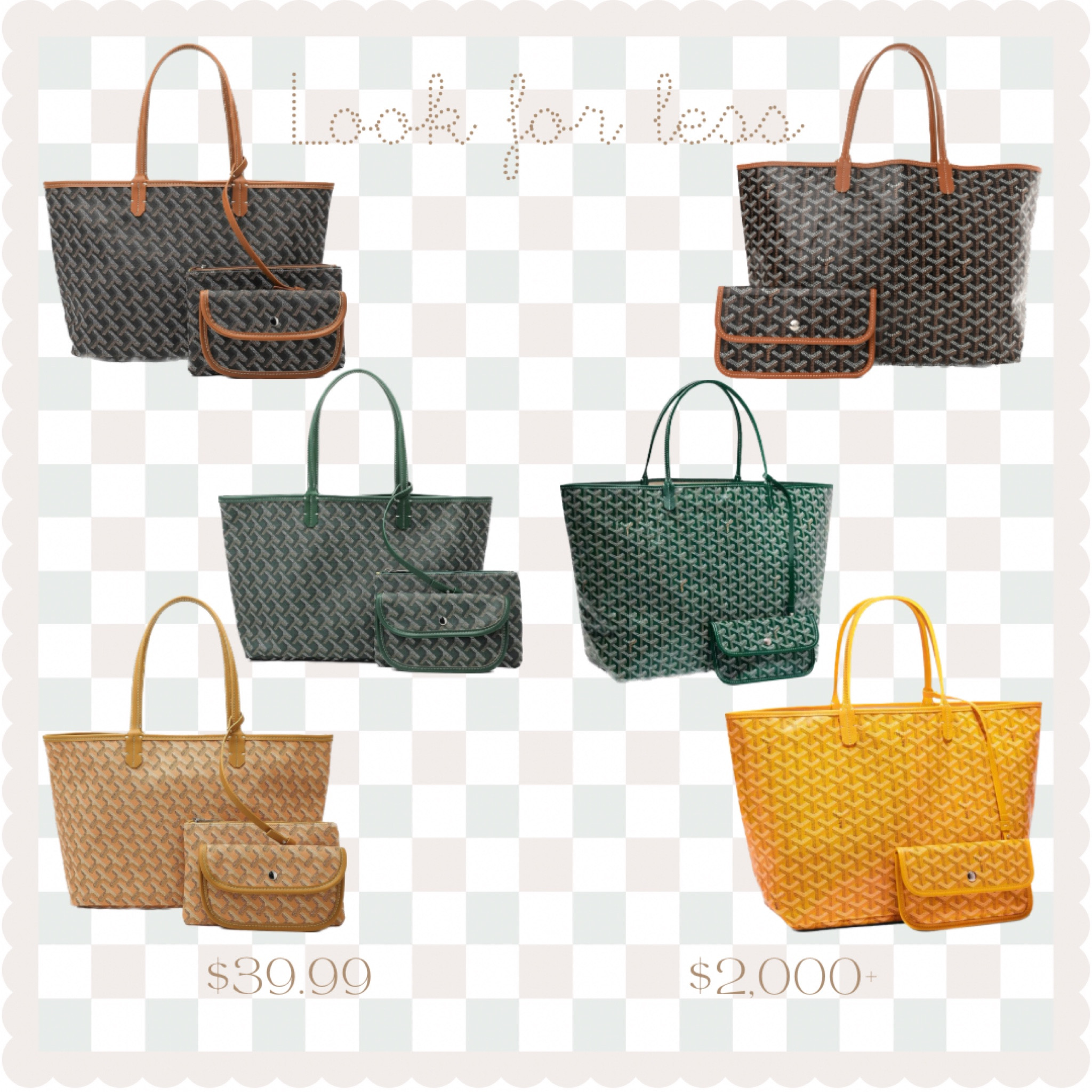 Look for Less - Goyard Saint Louis Tote dupe on Amazon 

#LTKworkwear #LTKitbag #LTKunder50