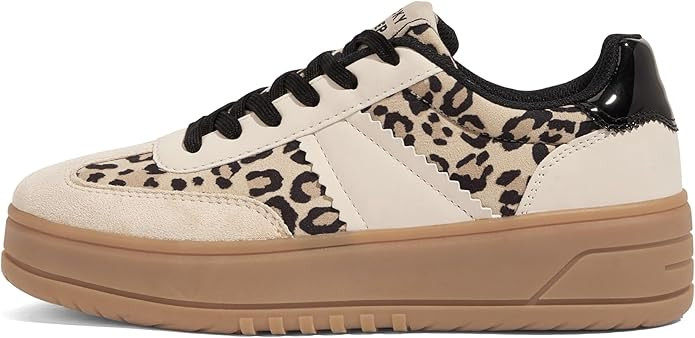 LUCKY STEP Women's Lace Up Platform Sneakers Thick Sole Comfortable Casual Fashion Faux Leather T... | Amazon (US)