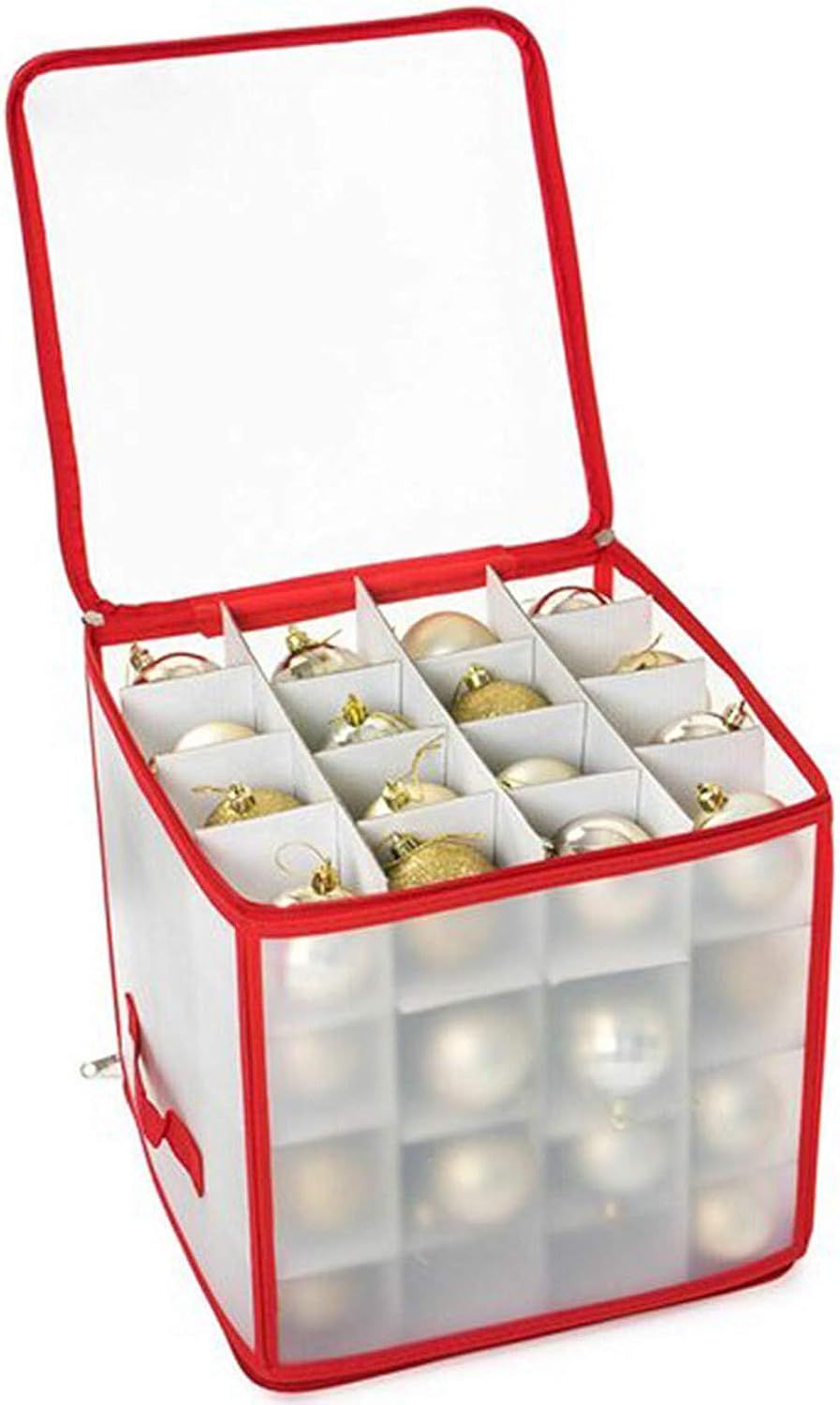 Christmas Ornament Storage Box,Transparent Adjustable Dividers,Store up to 64 Christmas Ornaments... | Amazon (US)