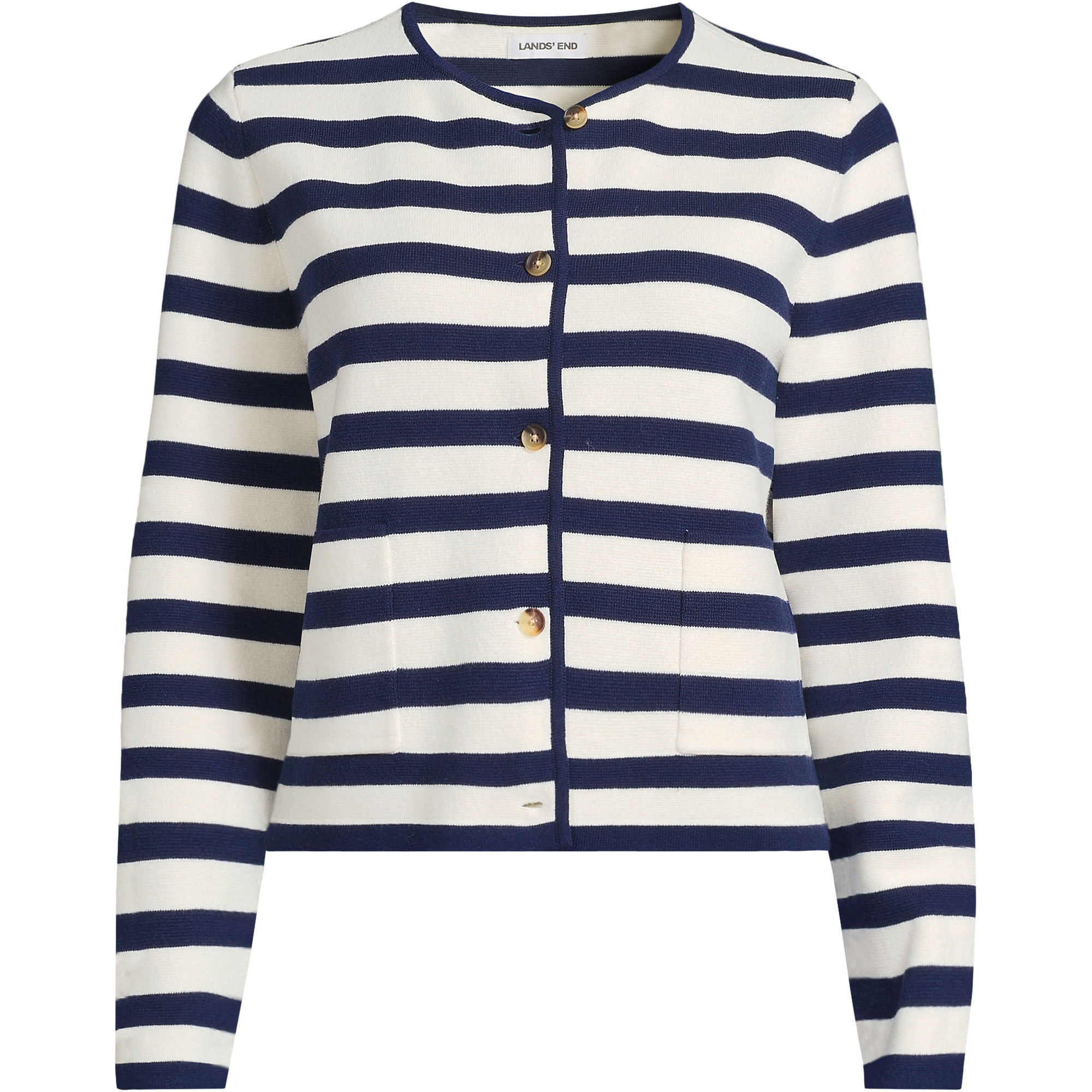 Women's Petite Fine Gauge Cotton Milano Blazer Sweater | Lands' End (US)