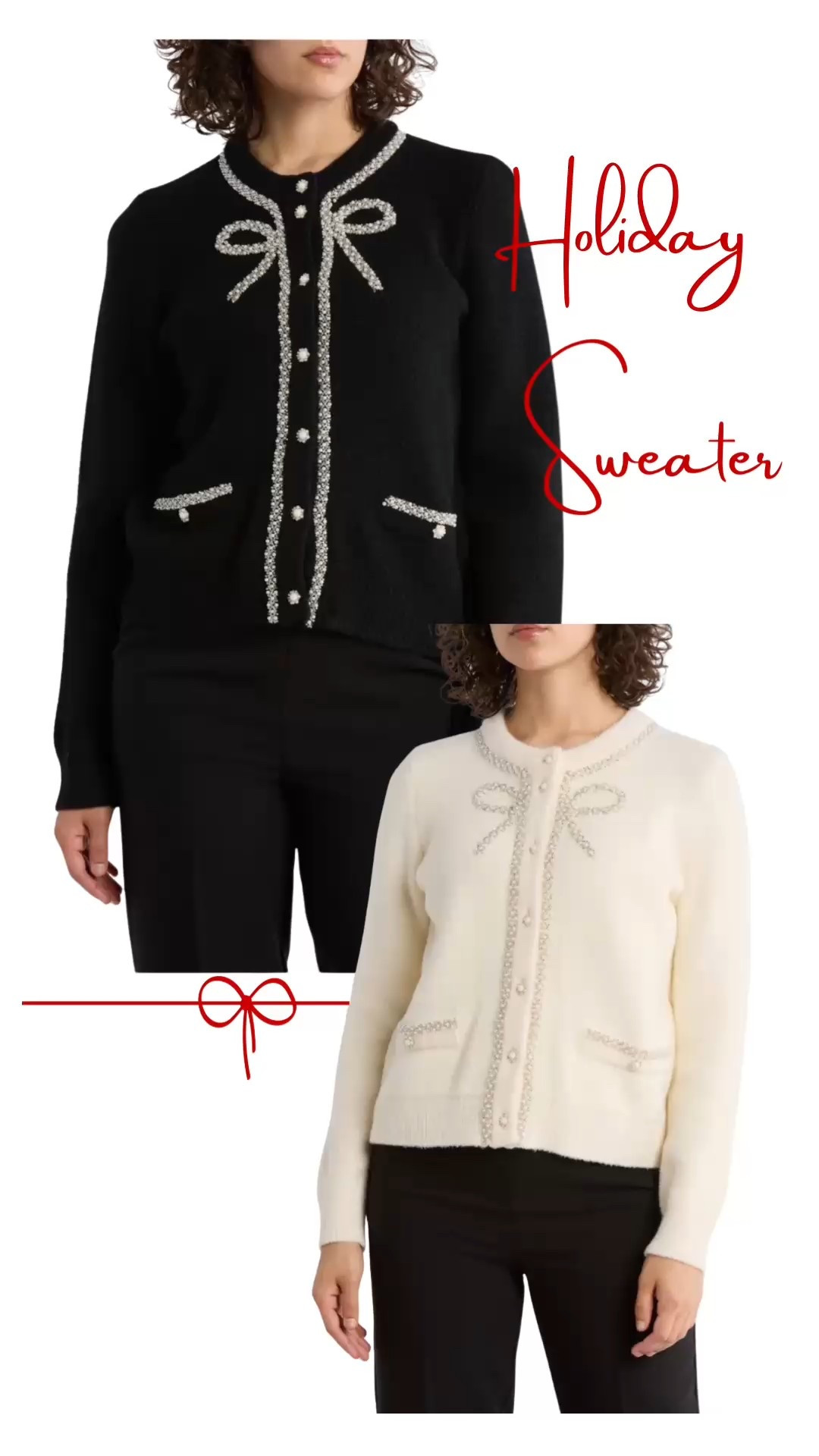 Beautiful bow sweater in black or ivory, great for holiday parties or gatherings all season 🎄

#LTKFindsUnder50 #LTKootd #LTKHoliday