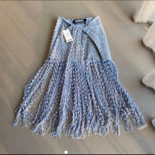 JACQUEMUS Women's Clothing Cotton Blend Fringe Midi Skirt Size XS Gray w/tag | eBay US