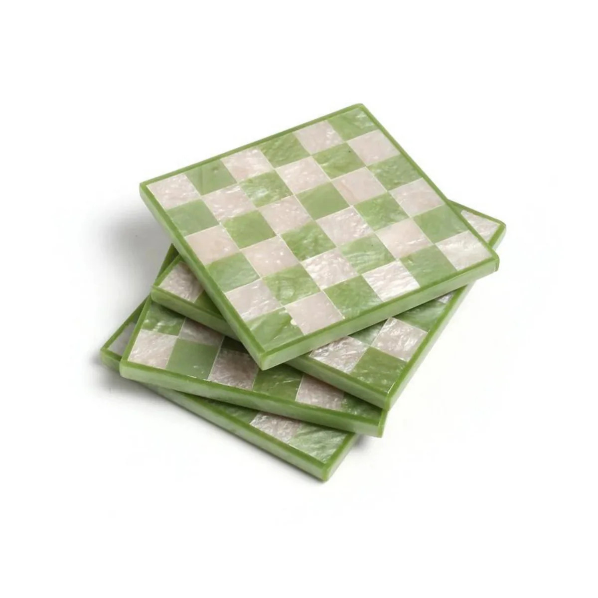 Check Coaster Set, Green | Hammett