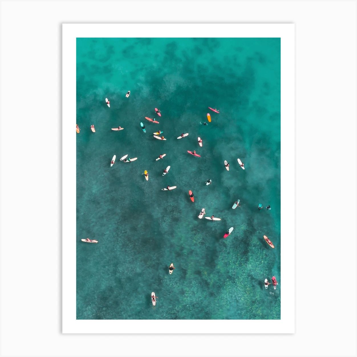 Aerial Ocean Love - Surfers Print Art Print | Fy! (UK)