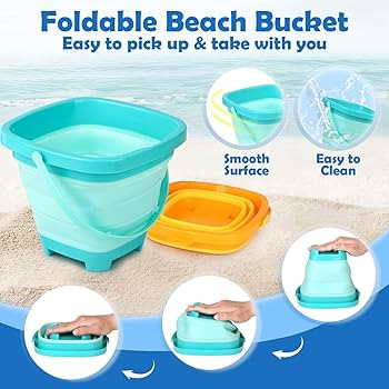 Dreamon Beach Toys for Kids 3-10, Collapsible Sand Toys Include 3 Pack Foldable Buckets with Mesh... | Amazon (US)