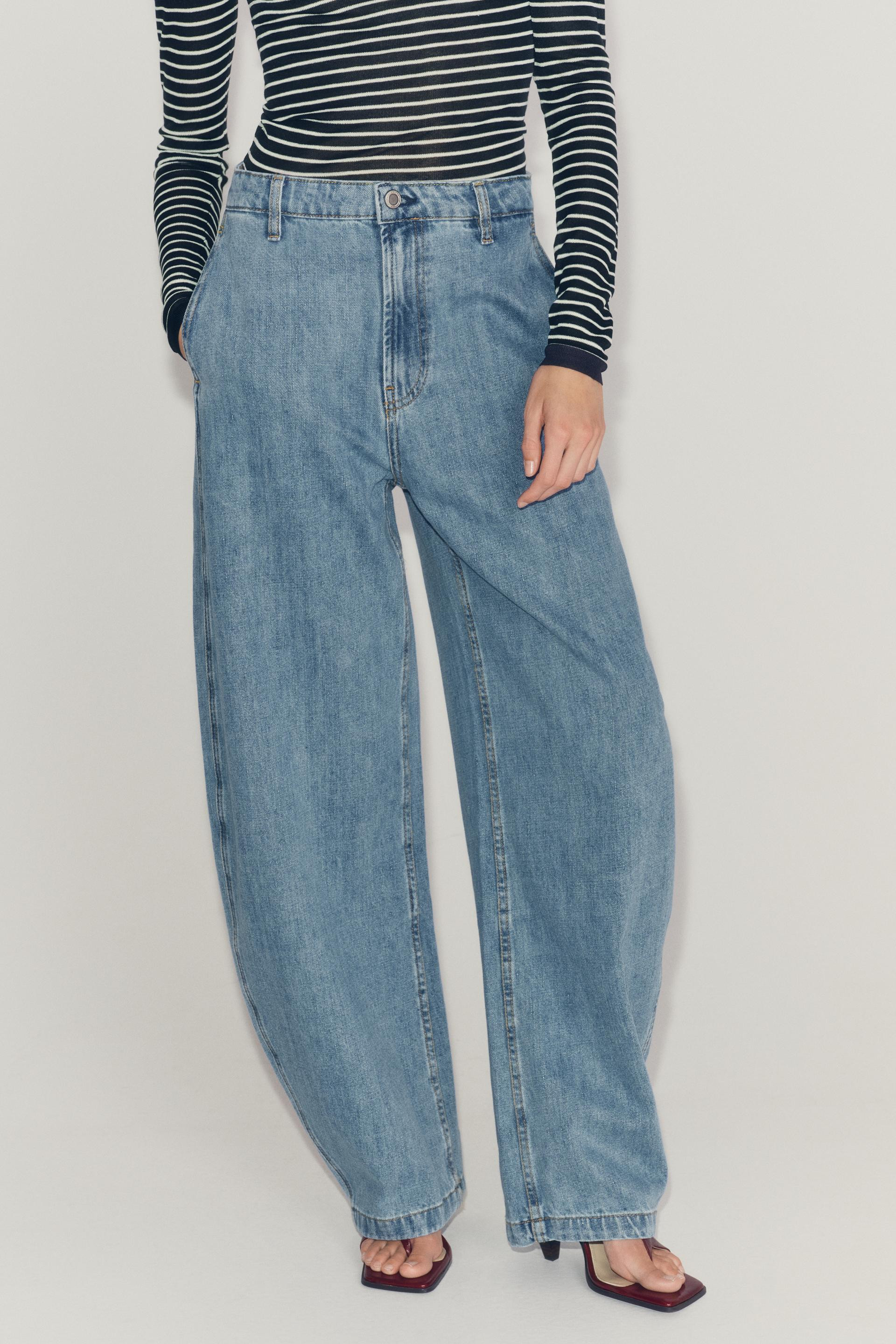 Zara - Zw Collection High-Waist Balloon Jeans - Blue - 18 - Woman | Zara UK