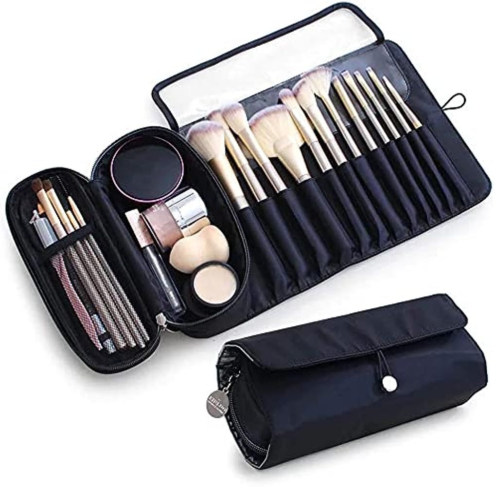 Portable Makeup Brush Organizer Makeup Brush Bag for Travel Can Hold 20+ Brushes Cosmetic Bag Makeup | Amazon (US)