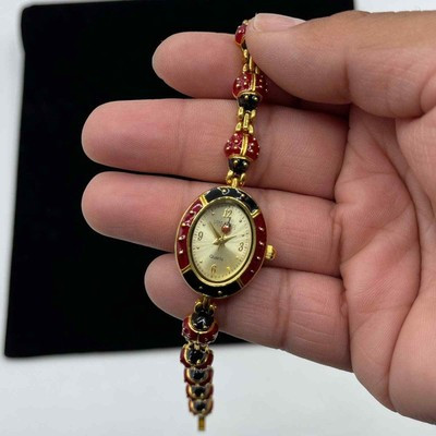 Joan Rivers Red &amp; Black Enamel Lucky Ladybug Watch Gold Tone Wristwatch  | eBay | eBay US
