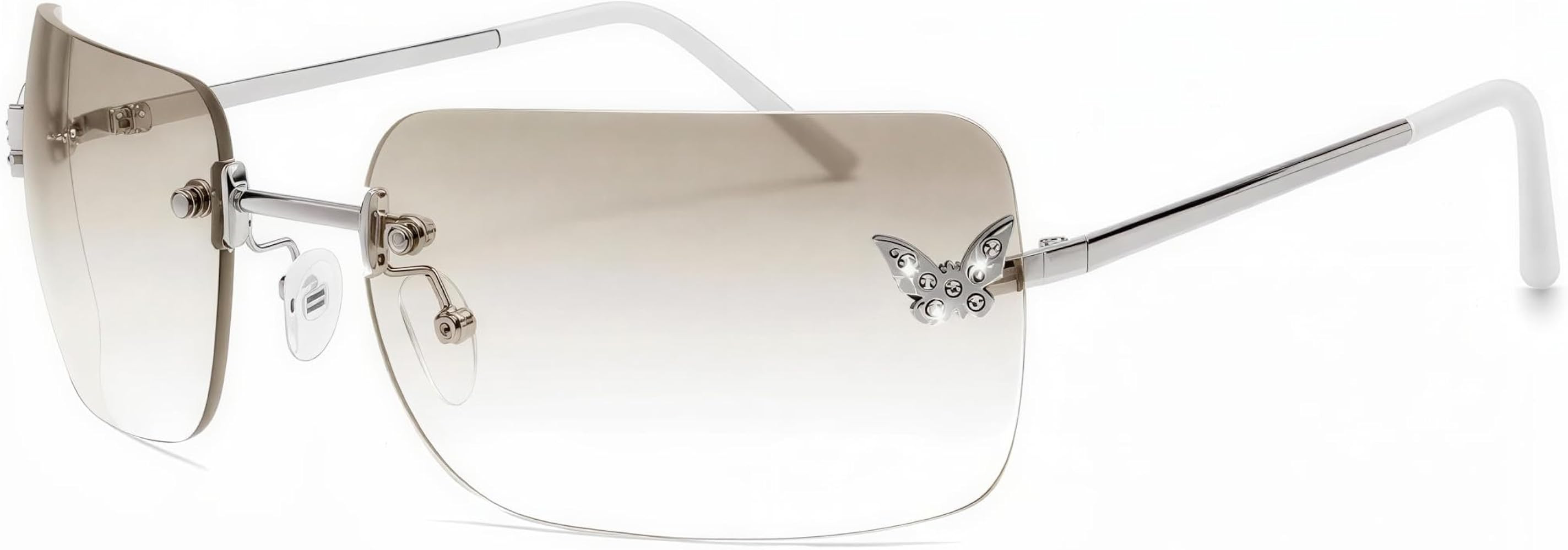 Y2K Sunglasses for Women, 2000s Rimless Rave Shades | Amazon (US)