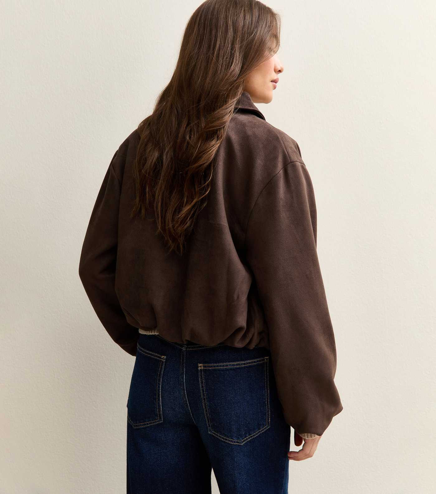 Brown Faux Suede Bubblehem Bomber Jacket | New Look | New Look (UK)