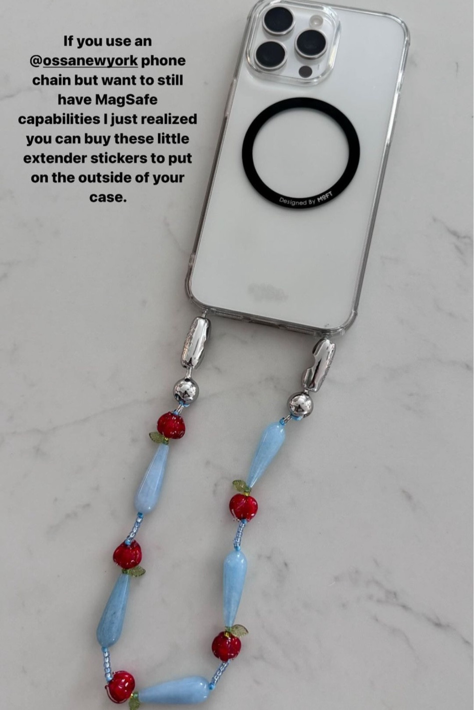 Excited about my new Ossa phone chain and MagSafe extender stickers