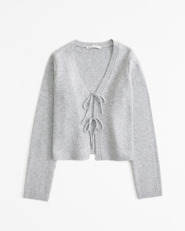 Women's Lurex Tie-Front Cardigan | Women's Tops | Abercrombie.com | Abercrombie & Fitch (US)