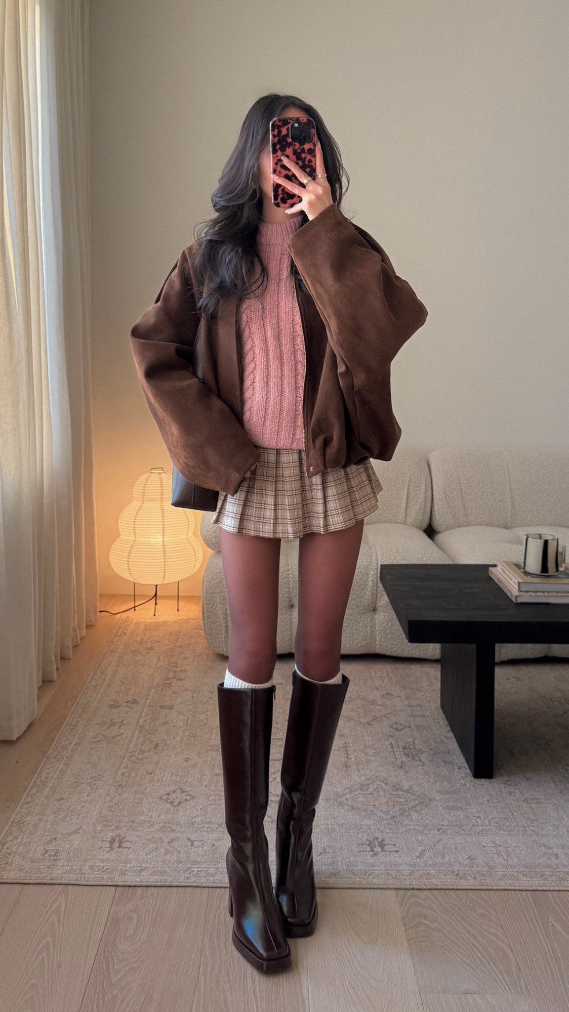 jacket is size S, sweater is size xs, skort is size medium (kids sizing), tights are color mocha
* linked some other cute plaid skirt options

#LTKootd