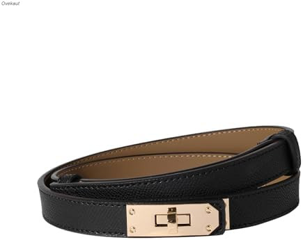 Women Skinny Leather Belt Solid Color Alloy Turn Lock Adjustable Waistband for Dresses Jeans Coat... | Amazon (US)