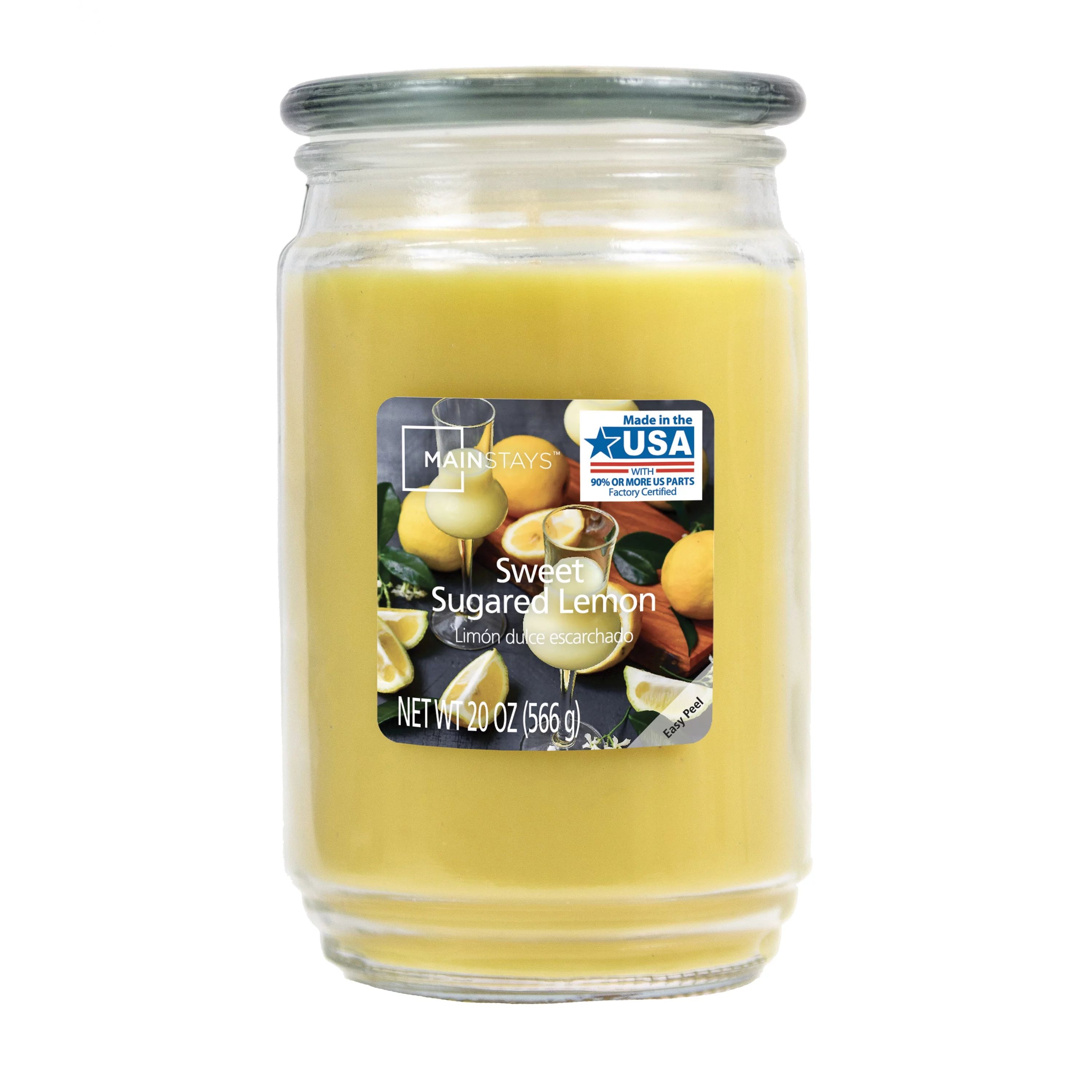 Mainstays Sweet Sugared Lemon Scented Single-Wick Large Glass Jar Candle, 20 oz. | Walmart (US)