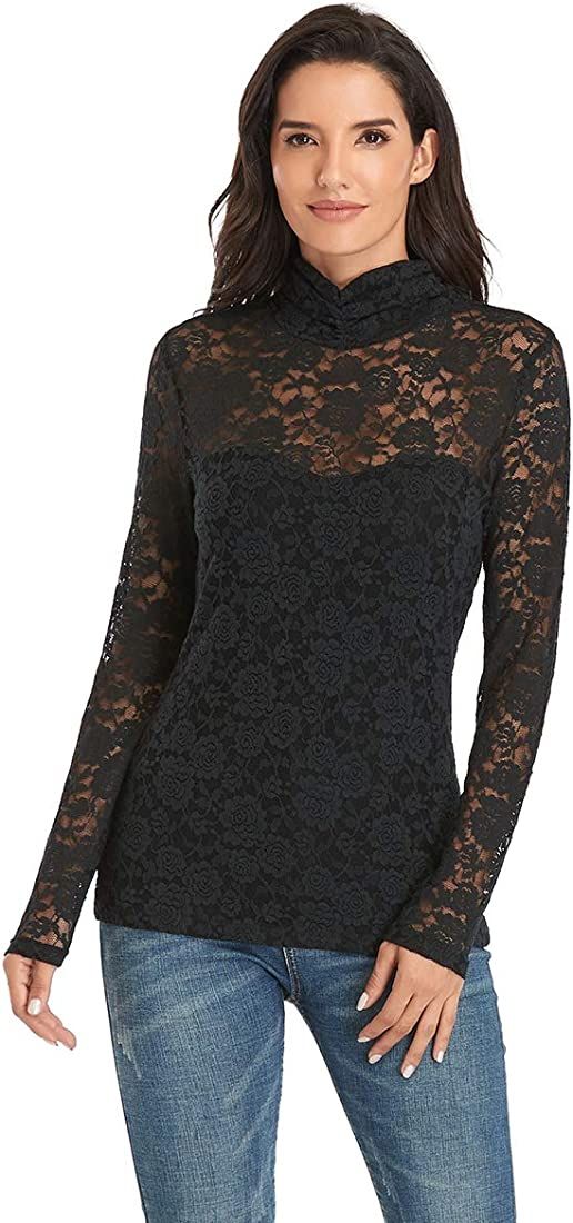 Dilgul Women’s Off Shoulder Tops Sexy Long Sleeve Lace Blouses Shirts | Amazon (US)