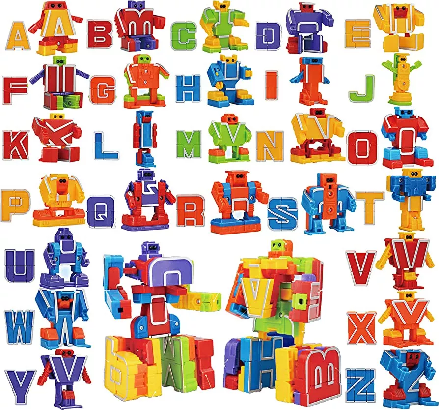  FIRE BULL 12 Piece Alphabet Robots Toys for Kids, Alphabet Lore  ABC Blocks Learning Toys, Alphabet Transformer Robots Toys for Toddler,STEM  Alphablocks,Preschool Education Toy,Carnival Prizes(O-Z) : Toys & Games