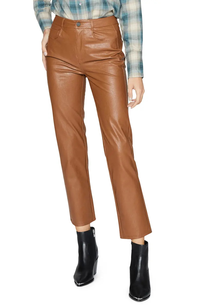Stella Super High Waist Straight Leg Faux Leather Jeans | Nordstrom