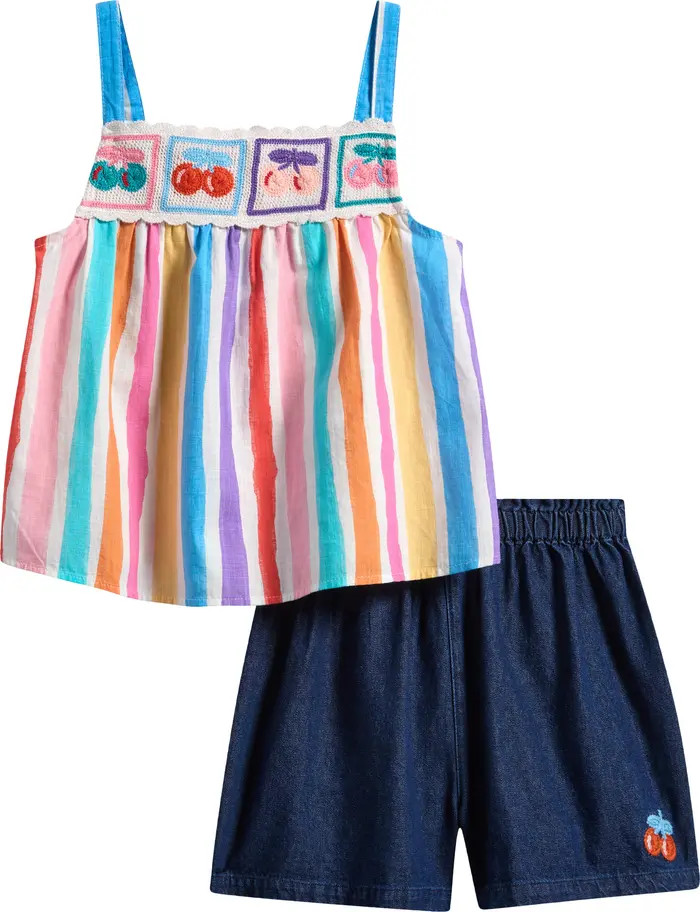 Kids' Stripe Tank & Denim Shorts Set | Nordstrom