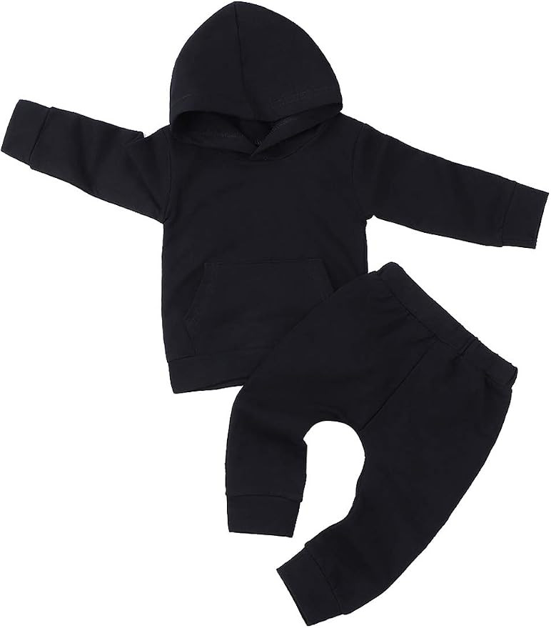 Toddler Baby Boy Clothes Long Sleeve Hoodie Sweatshirt Pants Infant Solid Color Fall Winter Outfi... | Amazon (US)