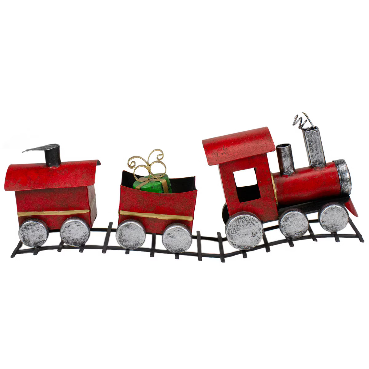 Northlight Triple Car Metal Train Christmas Decoration - 15" - Red and Silver | Target
