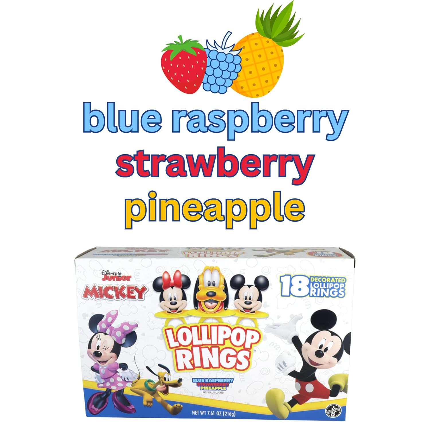 Disney Junior Lollipop Rings, Mickey Mouse, Minnie, and Pluto, Individually Wrapped for Birthday ... | Amazon (US)