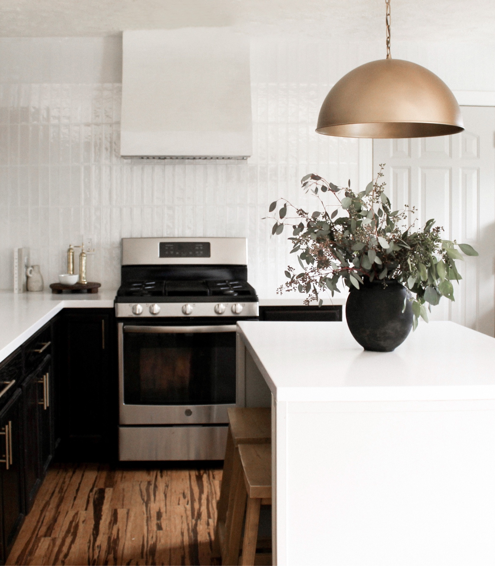 Organic modern kitchen - my kitchen styling 

Neutral kitchen McGee & co brass pendant brass chandelier island pendants kitchen decor kitchen wood tray vase black vase white tile aged vase aged pot vintage black pot 

#LTKhome #LTKsalealert #LTKFind