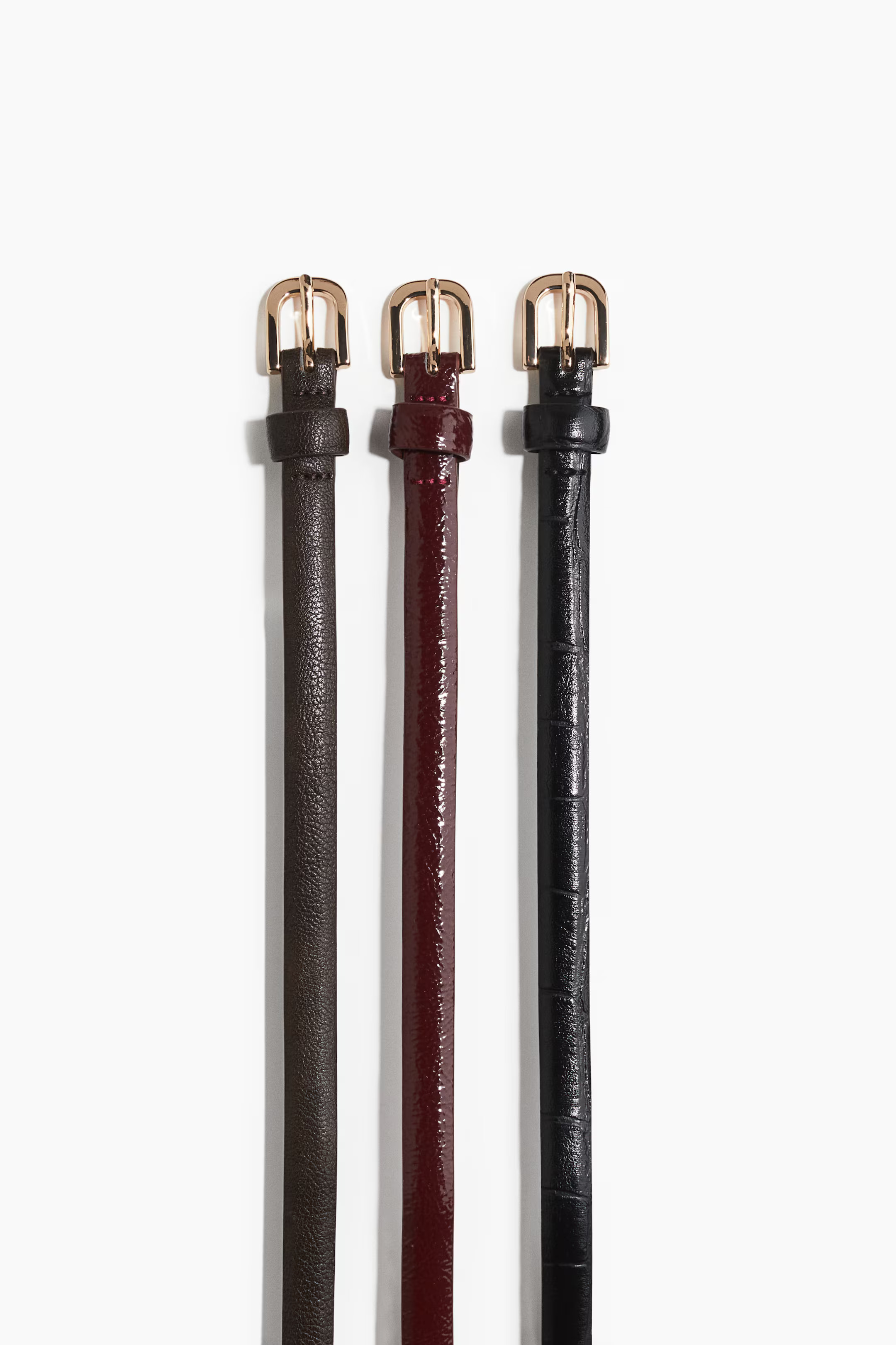3-pack narrow belts | H&M (UK, MY, IN, SG, PH, TW, HK)