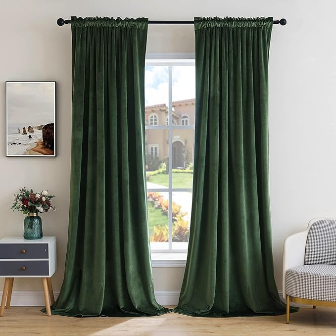 MIULEE Christmas Olive Green Velvet Curtains Thermal Insulated Blackout Curtain Drapes for Bedroo... | Amazon (CA)