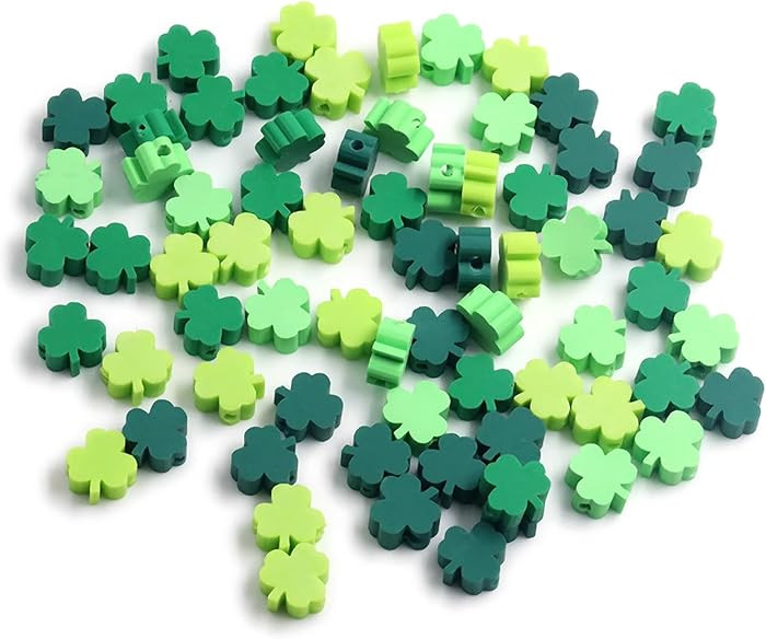 100 Pcs St. Patrick's Day Polymer Clay Beads Mixed Heishi Spacer Bead Charms Supplies for DIY Bra... | Amazon (US)