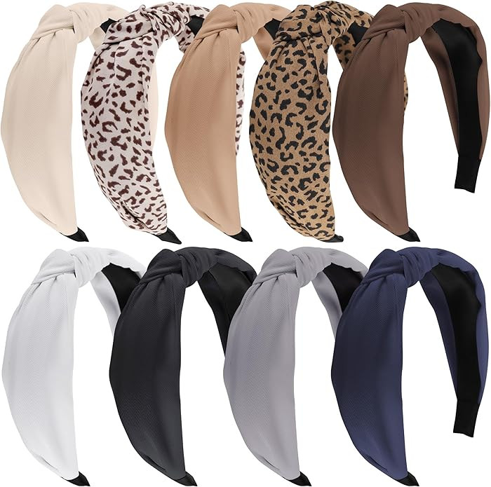 Funtopia Headbands for Women, 9pcs Fashion Knotted Headband Leopard Print Knot Hairband, Cute Wid... | Amazon (US)