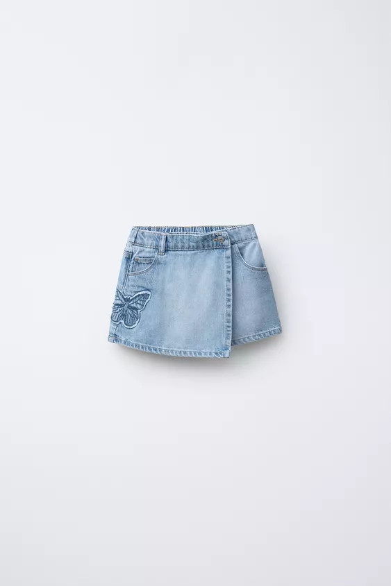 BUTTERFLY DENIM BERMUDA SKIRT | Zara US