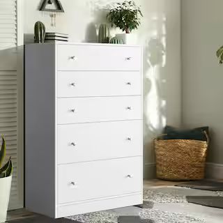 VEIKOUS Oversized 5-Drawer White Chest of Drawers Dressers with 2 Large Drawers 48.3 in. H x 31.5... | The Home Depot