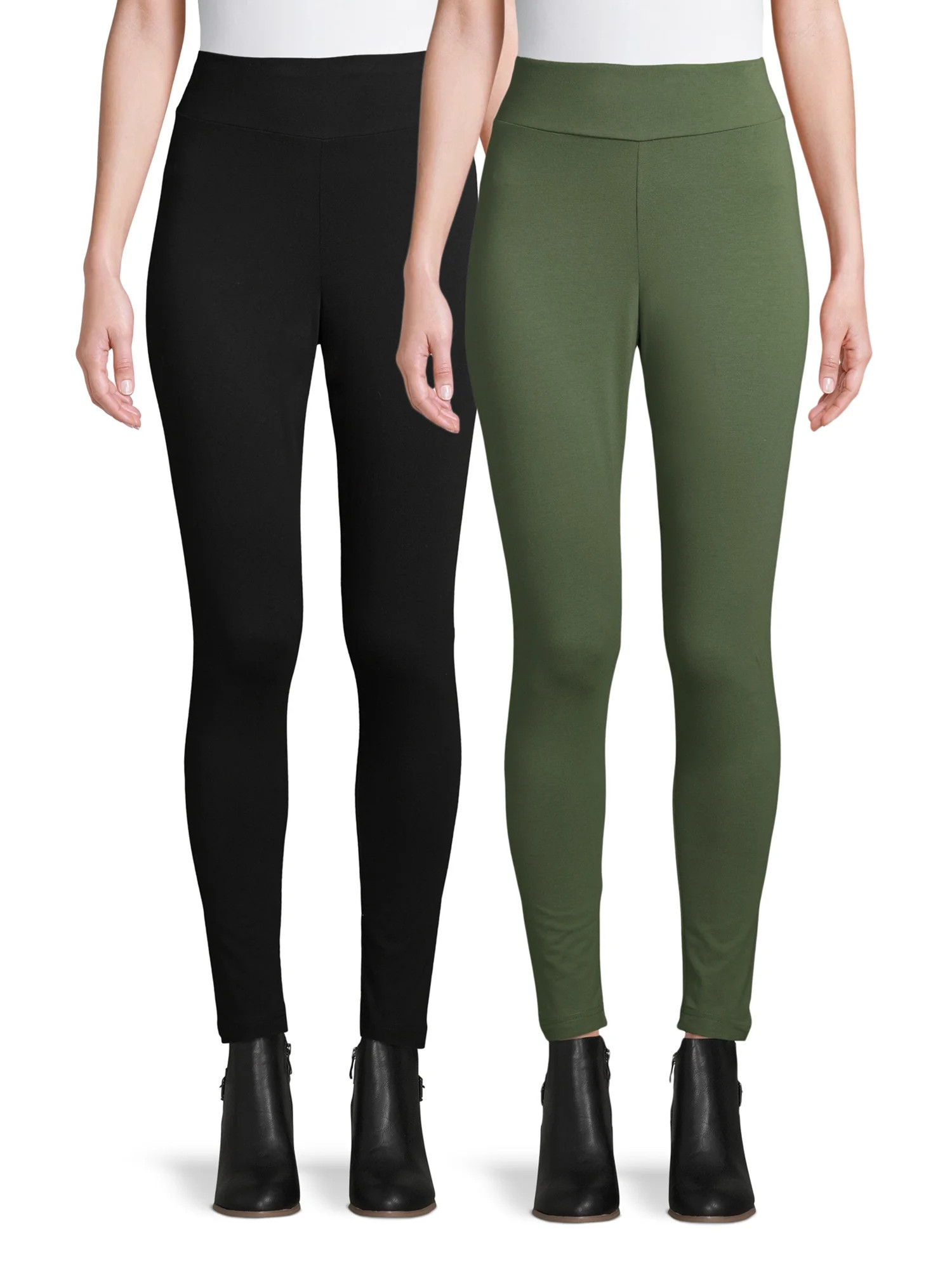 Time and Tru Women's Knit Leggings, 2-Pack | Walmart (US)