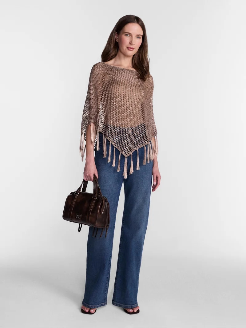 Madden NYC Women's Sequin Poncho, Sizes XS-XXL | Walmart (US)