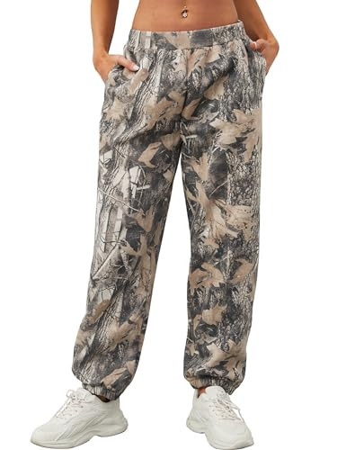 Eutten Women's Baggy Camo Sweatpants High Waisted Fleece Joggers Pants Fitted Sweat Pants with Pockets | Amazon (US)
